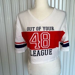 New H&M Divided Out of Your League Cropped Top T Shirt Striped S
